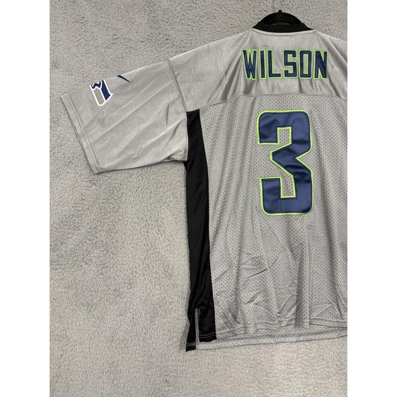 Seattle Seahawks Jersey Mens 44 Gray NFL Football Russell Wilson Nike On Field - Picture 10 of 16